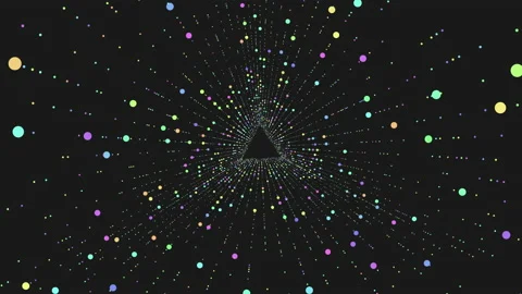 Vertigo triangle with rainbow lines and dots Stockbeeldmateriaal 195528052