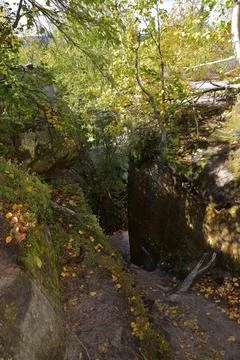Very ancient stonework megalithic masonry in the town of Kamenny Gorod in the Stock Photos
