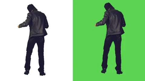 Very beautiful and rhythmic dance sexy men back in leather clothes Video stock 41306232