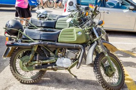 A very beautiful and at the same time old Hercules motorcycle Stock Photos