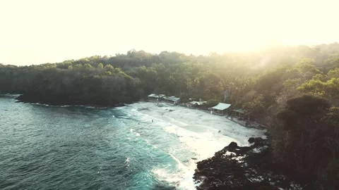 A very beautiful beach surrounded by trees at the Bali island Stockbeeldmateriaal 269550704