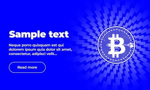 A very beautiful blue banner pattern with text, button, coin digital virtual Stock Illustration