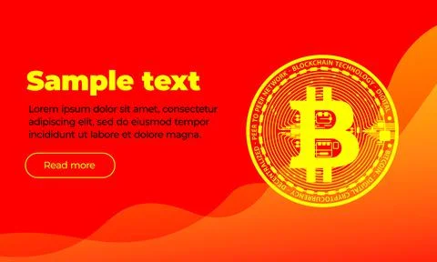 A very beautiful orange banner pattern with text, button, coin digital virtual Stock Illustration