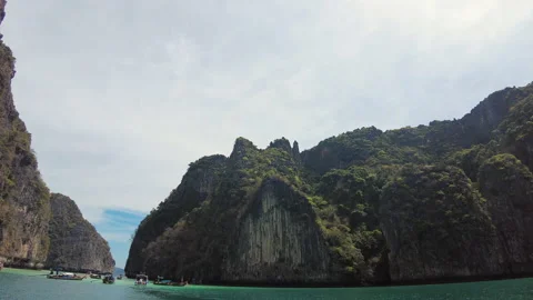 Very beautiful The Phi Phi Island, View of Boat and Cave with tourist  Stock Footage 151475764