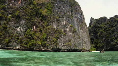 Very beautiful The Phi Phi Island, View of Boat and Cave with tourist  Stock Footage 151476486