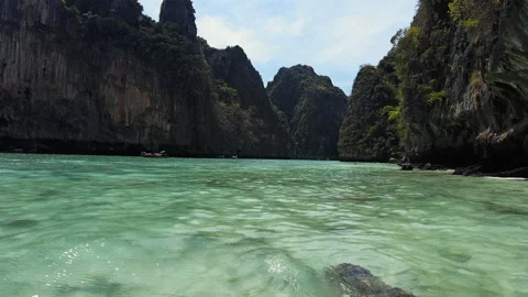 Very beautiful The Phi Phi Island, View of Boat and Cave with tourist  Stock Footage 151478024