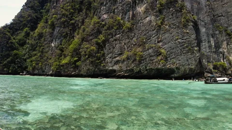 Very beautiful The Phi Phi Island, View of Boat and Cave with tourist  Stock Footage 151478264