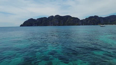 Very beautiful The Phi Phi Island, View of Boat and Cave with tourist  Stock Footage 151481287