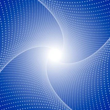 A very beautiful spiral cross pattern of blue and white lines and dots on a blue Stock Illustration