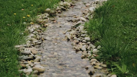 A very beautiful stream flowing through the field Stock Footage 275826851