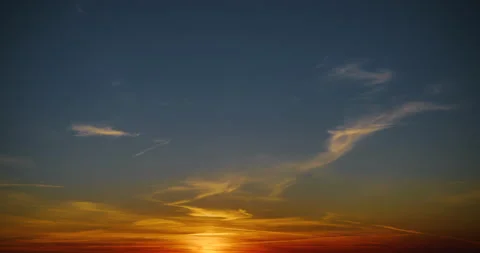 Very beautiful sunset, the sun sets behind the horizon. Sky orange. Stock Footage 153880221