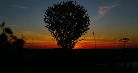 A very beautiful sunset, the sun is setting over the horizon. Stock Footage 153880196