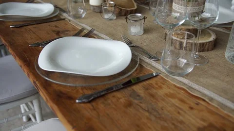 Very beautiful table set in the restaurant in Italy, 4K Video stock 72273424