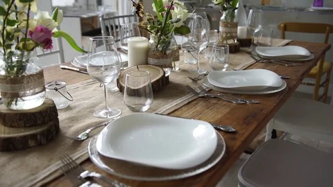 Very beautiful table set in the restaurant in Italy, 4K 스톡 동영상 72274157