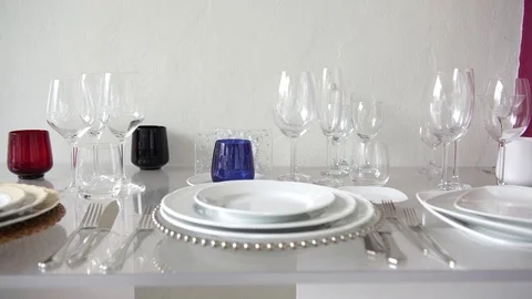 Very beautiful table set in the restaurant in Italy, 4K Stock Footage 72275553