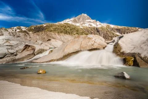 The very beginning of Rhone river Stock Photos
