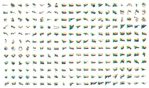 Very big collection of vector flags of the Comoros Stock Illustration