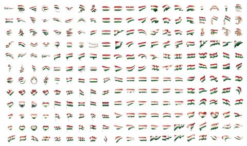 Very big collection of vector flags of the Tajikistan Stock Illustration
