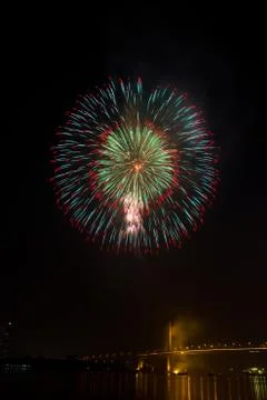 Very big firework in night sky Foto stock