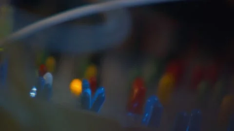 In a very close fixed plane, the camera focus travels through various Stock Footage 195510383