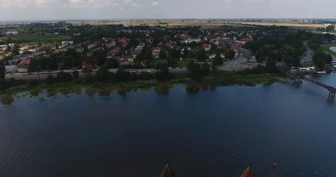 Very Close Flight To The Castle Tower Stock Footage 93214925