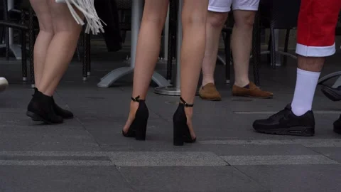 Very close up of Legs standing, walking in the city Video stock 197447064