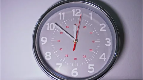 Very Close-Up Time-Lapse of Gray Circular Clock With Red Second Hand Stock Footage 337897449