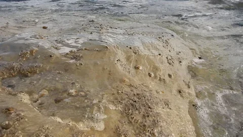 Very close video recording of waves gently lapping the cliff 4322 Stock Footage 107399959