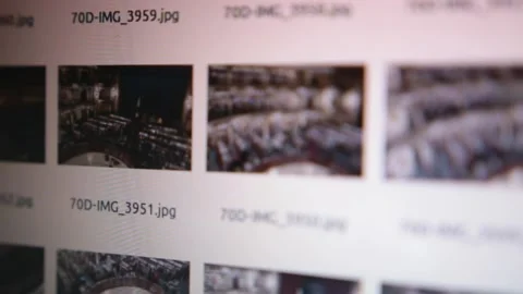 Very close view of a computer screen at individual pixels showing file manager i Stock Footage 139426413