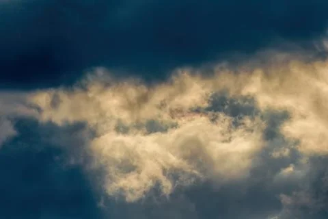 Very close view of dense cumulus clouds over the western Andean  mountains of Stock Photos