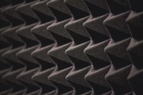 Very close view of soundproof coverage details in sound recording studio Foto stock