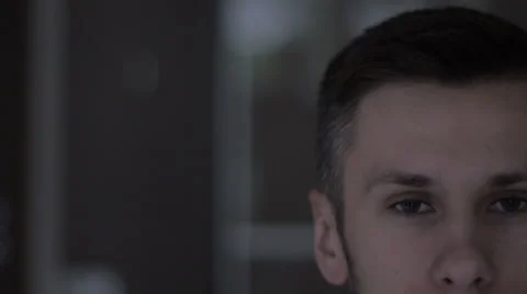 Very close zoom in of a mans eye - like a fly thru Video stock 64254151