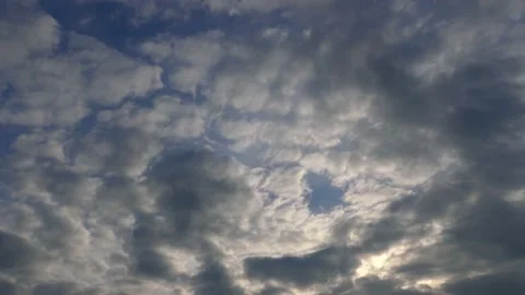 Very cloudy sky at sunrise with sun light - background - time lapse Stock Footage 143381056