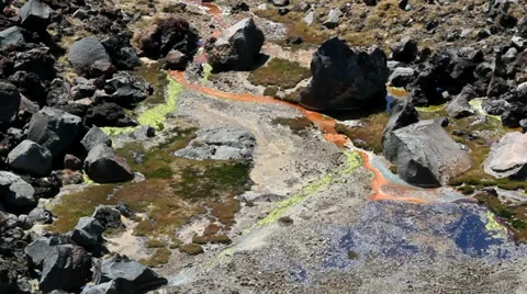 Very colourful small brook in hill terrain Stock Footage 35659189