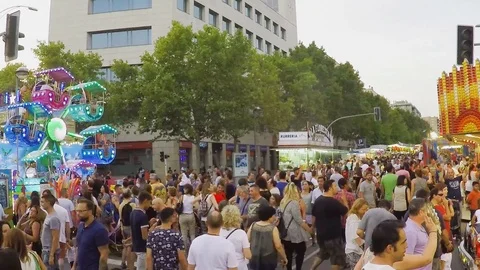 Very Crowded City Fair Stock Footage 89541891