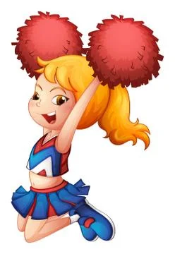 A very cute cheerdancer with her red pompoms Stock Illustration