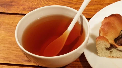 Very delicious fruit pie with tea. Stock Footage 74107424