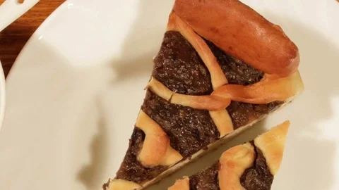 Very delicious fruit pie with tea. Video stock 74107448
