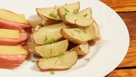 Very delicious potato dinner, baked in the oven. Stock Footage 74363053