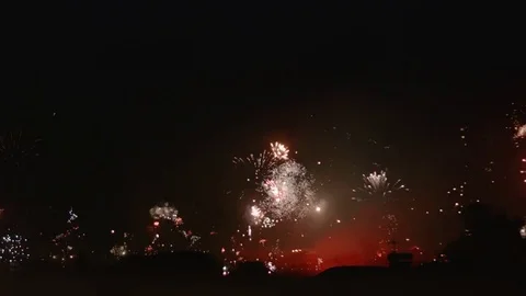 Very dense firework red Stock Footage 84423295