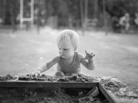 Very diligent builder from sand Stock Photos