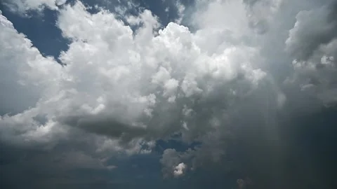 Very dramatic time lapse of gray storm clouds rolling through a dark blue sky. Stock Footage 263278367