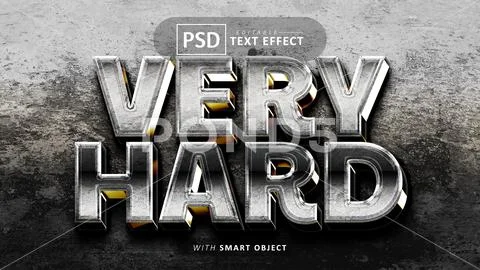 Very hard 3d text effect editable PSD Template