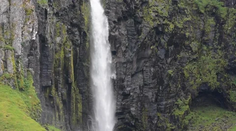 Very high and powerful waterfall, Snæfellsnes peninsula, Iceland Stock Footage 40875941