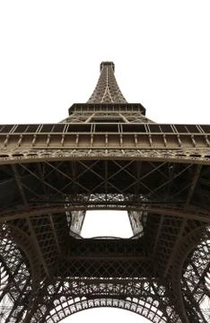 Very high Eiffel Tower in Paris seen from below Stock-Fotos