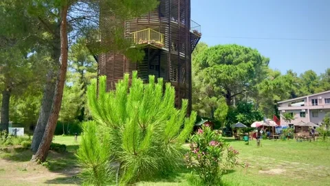 Very high observation tower in the park Stock Footage 248688768