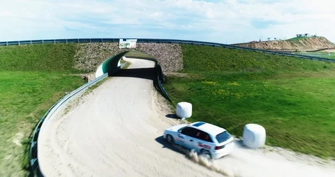 Very high quality drone shot of racing car Stock Footage 89416656