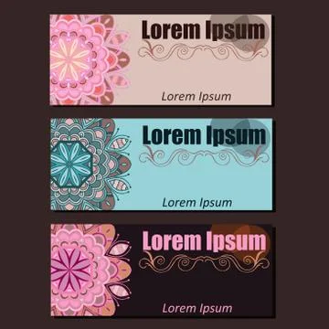 Very high quality original set with mandala cards, invintation, Stock Illustration