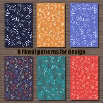 Very high quality original set of six floral patterns with leave Stock Illustration