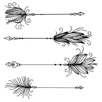 Very high quality set of arrows with feathers Stock Illustration